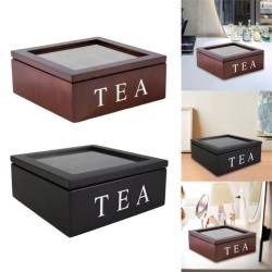 9 Grid Bamboo Tea Bag Organizer