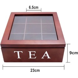 9 Grid Bamboo Tea Bag Organizer