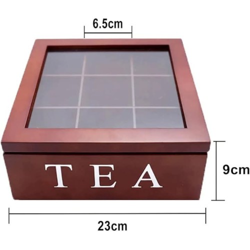 9 Grid Bamboo Tea Bag Organizer