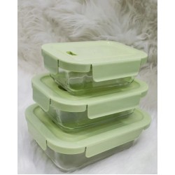 3pcs Borosilicate Glass Lunch Box