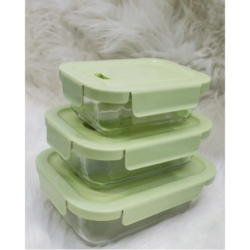 3pcs Borosilicate Glass Lunch Box