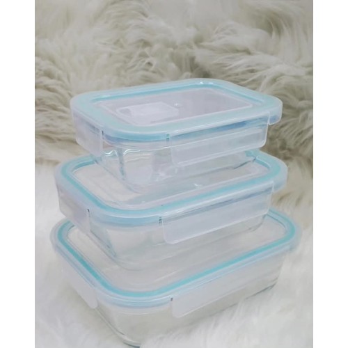 3pcs Borosilicate Glass Lunch Box