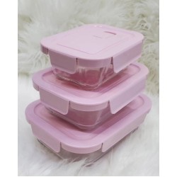 3pcs Borosilicate Glass Lunch Box 3pcs Borosilicate Glass Lunch Box