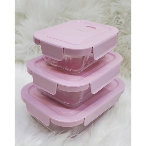 3pcs Borosilicate Glass Lunch Box