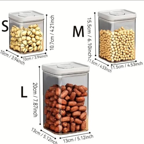 3pcs Airtight Press-To-Seal Food Storage Containers With Lid