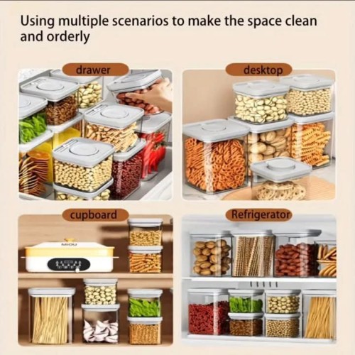 3pcs Airtight Press-To-Seal Food Storage Containers With Lid
