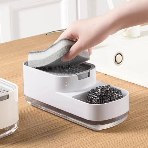 3-In-1 Kitchen Soap Pump With Sponge 3-In-1 Kitchen Soap Pump With Sponge