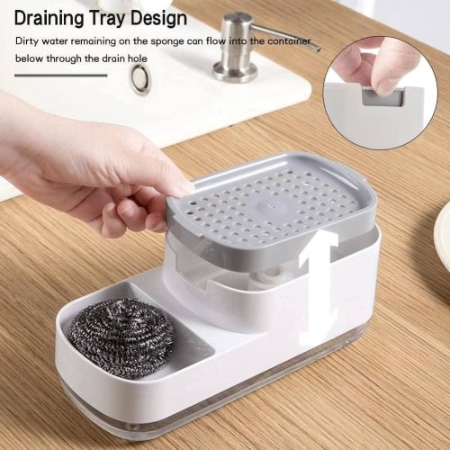 3-In-1 Kitchen Soap Pump With Sponge 3-In-1 Kitchen Soap Pump With Sponge
