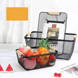 Mesh Storage Basket With Wooden Handles