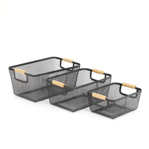 Mesh Storage Basket With Wooden Handles Mesh Storage Basket With Wooden Handles