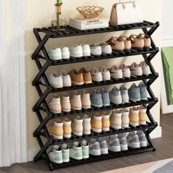 6-Tier Foldable Bamboo Shoe Rack