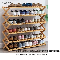 6-Tier Foldable Bamboo Shoe Rack
