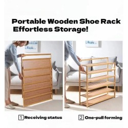 6-Tier Foldable Bamboo Shoe Rack