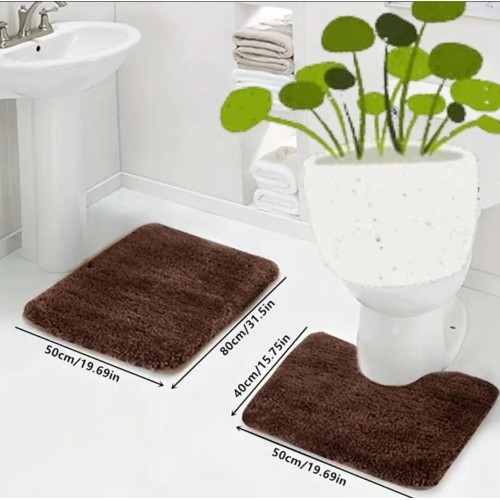 2Pcs Thick Microfibre Bathmats/ Toilet mats