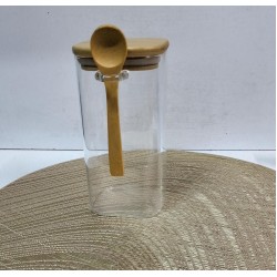 Glass Jar With Bamboo Lid & Spoon