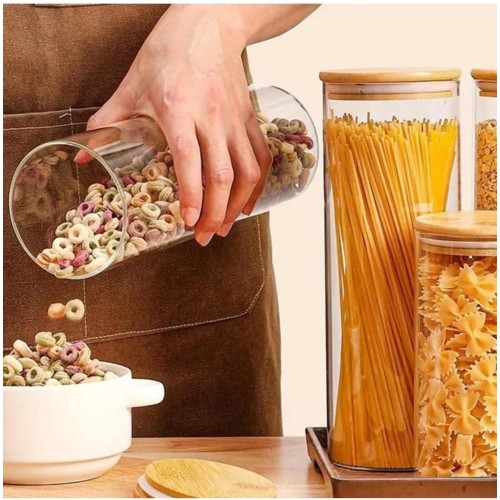 2000ML Glass Spaghetti/ Cereal Jar With Airtight Bamboo Lid