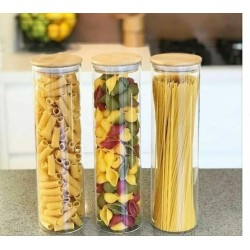 200ML Glass Spaghetti/ Cereal Jar With Airtight Bamboo Lid 200ML Glass Spaghetti/ Cereal Jar With Airtight Bamboo Lid