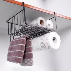 3 in 1 Under Cabinet Basket Rack Shelf Organizer – Black Kitchen & Closet Storage