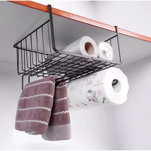 3 in 1 Under Cabinet Basket Rack Shelf Organizer – Black Kitchen & Closet Storage