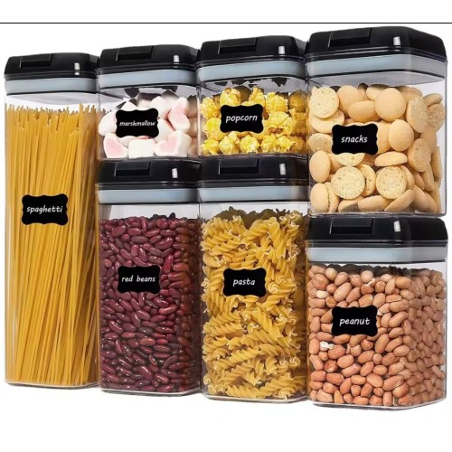 Acrylic Food Container Set 7pcs – Airtight & Stackable with Pen & Stickers
