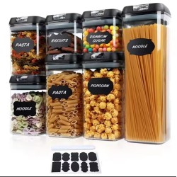 Acrylic Food Container Set 7pcs – Airtight & Stackable with Pen & Stickers