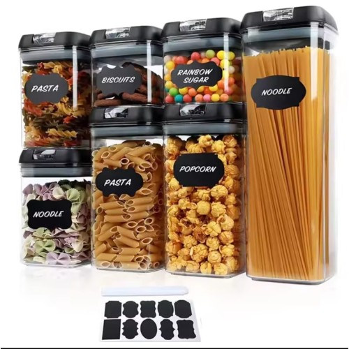 Acrylic Food Container Set 7pcs – Airtight & Stackable with Pen & Stickers