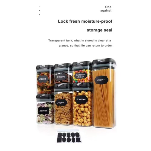 Acrylic Food Container Set 7pcs – Airtight & Stackable with Pen & Stickers