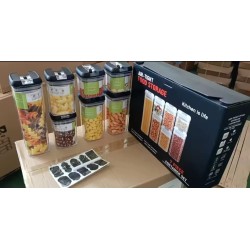 Acrylic Food Container Set 7pcs – Airtight & Stackable with Pen & Stickers