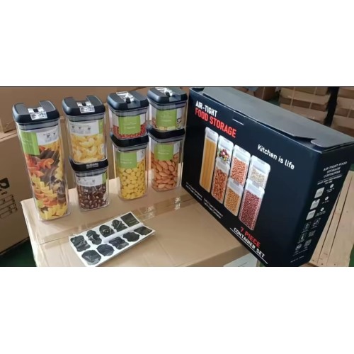Acrylic Food Container Set 7pcs – Airtight & Stackable with Pen & Stickers