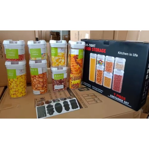 Acrylic Food Container Set 7pcs – Airtight & Stackable with Pen & Stickers