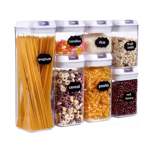Acrylic Food Container Set 7pcs – Airtight & Stackable with Pen & Stickers