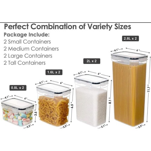 8pcs Pantry Storage Containers – Airtight, Large Capacity Set