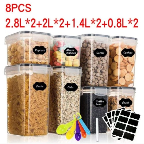 8pcs Pantry Storage Containers – Airtight, Large Capacity Set
