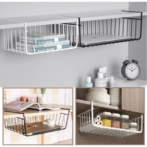 Under Shelf Organizer – Metallic Kitchen & Closet Storage Basket Under Shelf Organizer – Metallic Kitchen & Closet Storage Basket