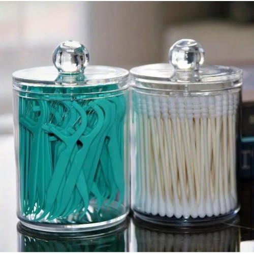 Acrylic Bathroom Organizer – Dustproof Swab & Pad Storage