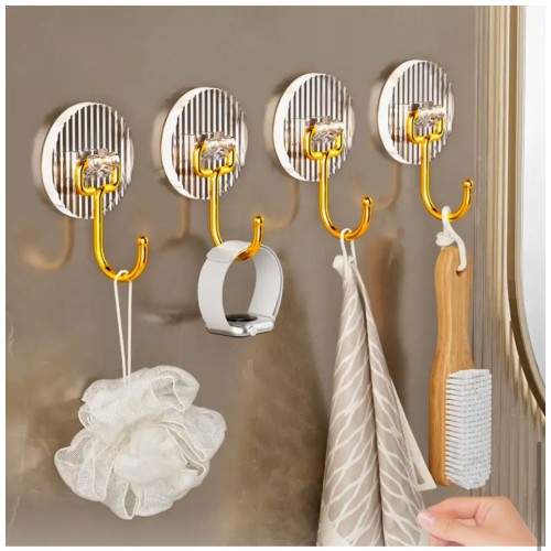 Set of 5 Golden Acrylic Hooks – Modern Wall Key & Towel Holders Set of 5 Golden Acrylic Hooks – Modern Wall Key & Towel Holders