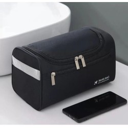 Portable Waterproof Hanging Cosmetic Bag – Travel Toiletry Organizer (Black