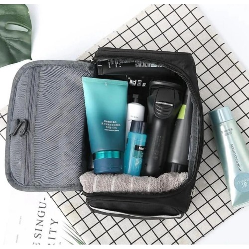 Portable Waterproof Hanging Cosmetic Bag – Travel Toiletry Organizer (Black
