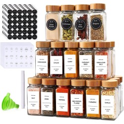 29pcs Glass Spice Jar Set with Bamboo Lids – Airtight, Refillable, Labe 29pcs Glass Spice Jar Set with Bamboo Lids – Airtight, Refillable, Labe