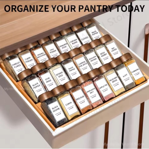 29pcs Glass Spice Jar Set with Bamboo Lids – Airtight, Refillable, Labe