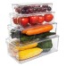 4pcs Stackable Acrylic Fridge Organizer Bins with Lids