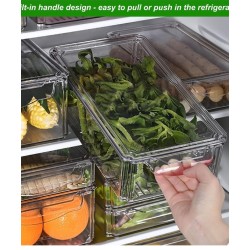 4pcs Stackable Acrylic Fridge Organizer Bins with Lids