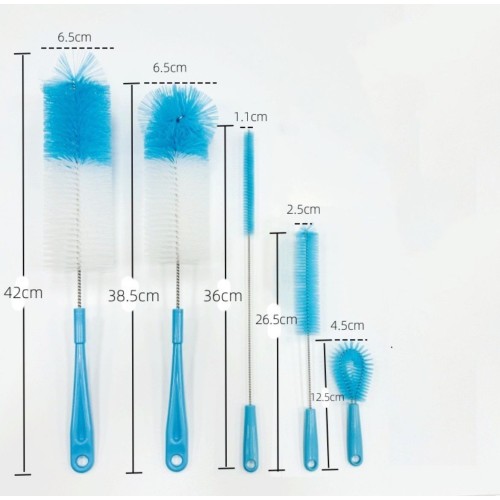 Long Bottle Brush Cleaner – 5 Pcs Set for Thermos, Wine & Sports Bottles