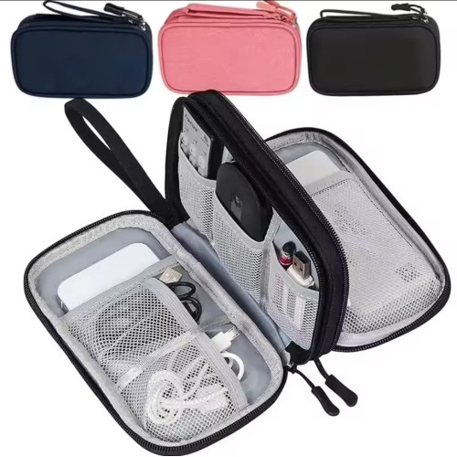 Travel Cable Organizer Bag - Waterproof, Double-Layered Pouch
