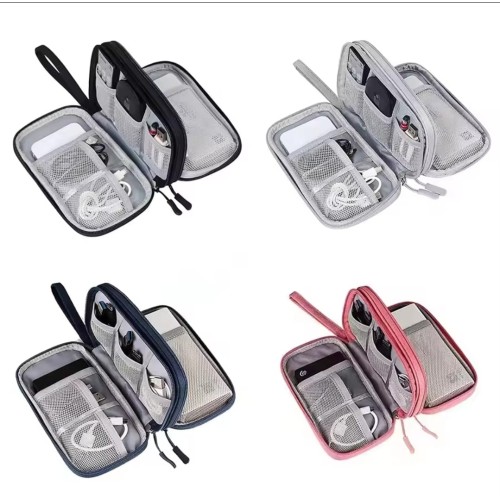 Travel Cable Organizer Bag - Waterproof, Double-Layered Pouch