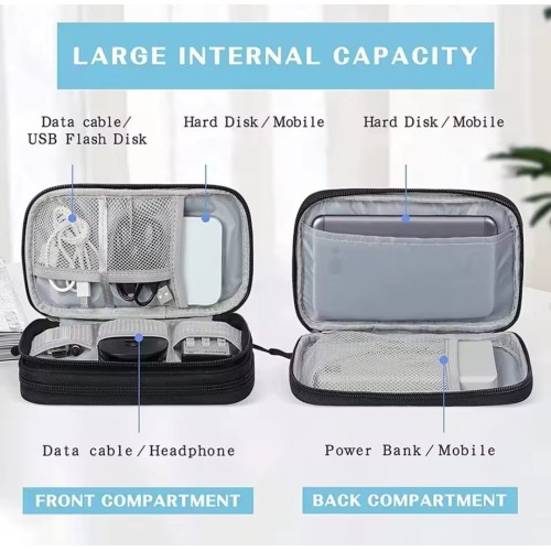 Travel Cable Organizer Bag - Waterproof, Double-Layered Pouch