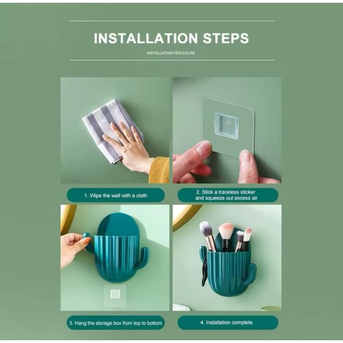 Self Adhesive Cactus Storage Rack – Multipurpose Wall-Mounted Holder