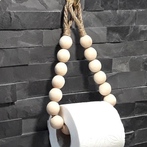 Creative Natural Wood Beaded Toilet Paper Roll Holder Creative Natural Wood Beaded Toilet Paper Roll Holder