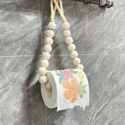 Creative Natural Wood Beaded Toilet Paper Roll Holder Creative Natural Wood Beaded Toilet Paper Roll Holder