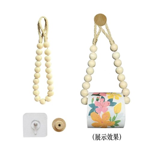 Creative Natural Wood Beaded Toilet Paper Roll Holder Creative Natural Wood Beaded Toilet Paper Roll Holder